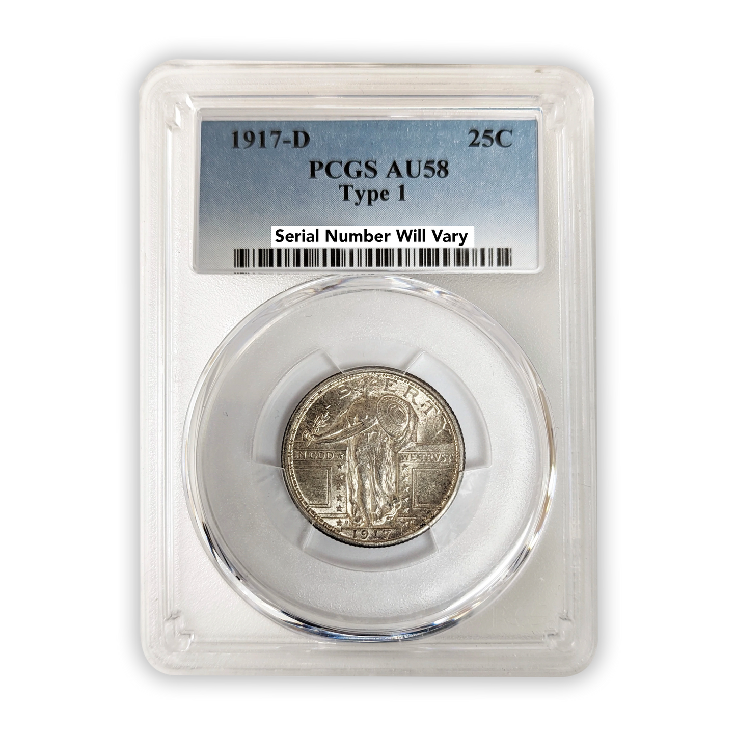 1917 Standing Liberty Quarter Dollar Denver - PCGS AU58 Type 1
