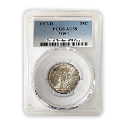 1917 Standing Liberty Quarter Dollar Denver - PCGS AU58 Type 1