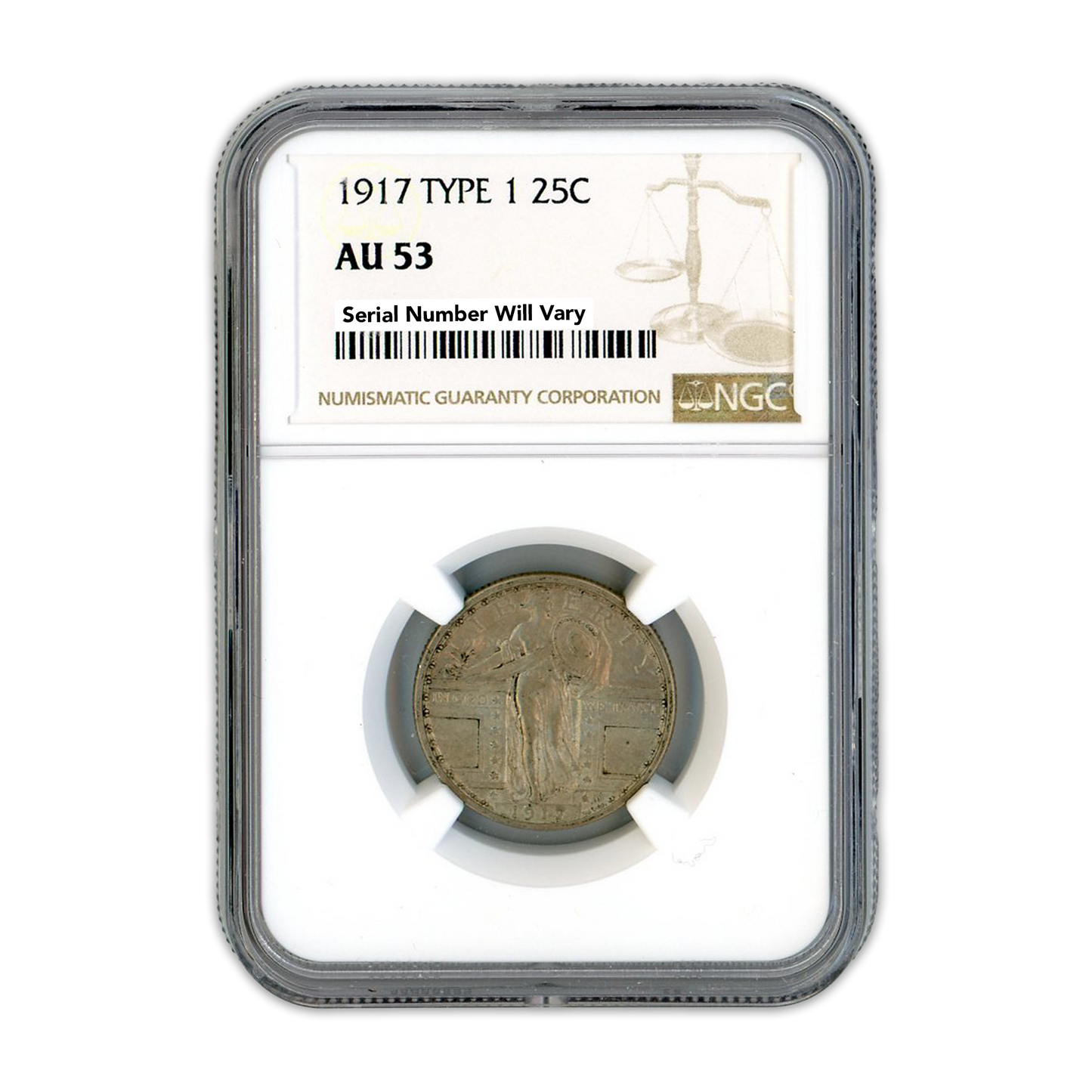 1917 Standing Liberty Quarter Type 1 - NGC AU53