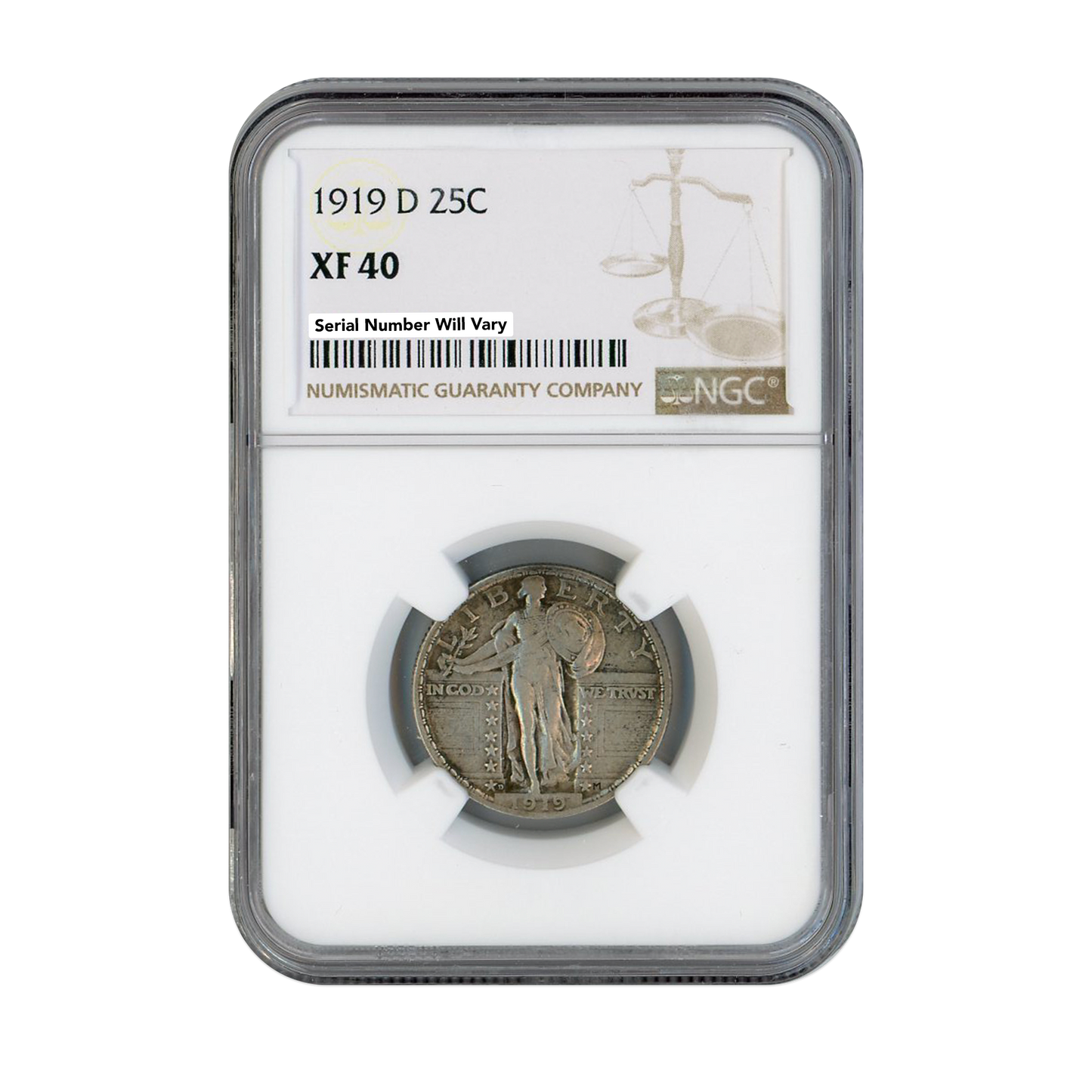 1919 D Standing Liberty Quarter Dollar - NGC XF40