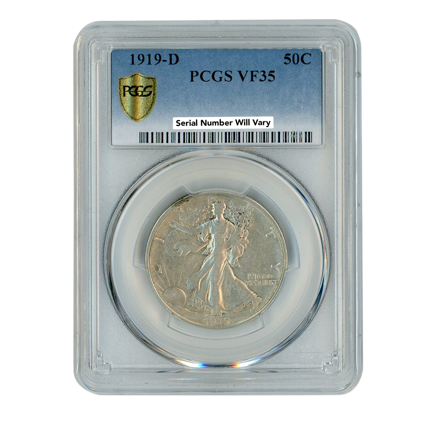 1919 D Walking Liberty Silver Half Dollar - PCGS VF35