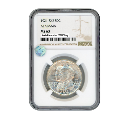 1921 2x2 Alabama Half Dollar Commemorative NGC MS63 Sight White