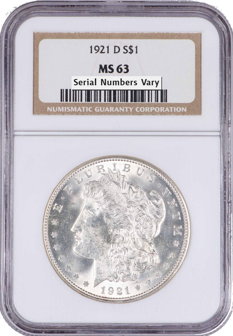 1921 Morgan Silver Dollar Denver- Certified MS63