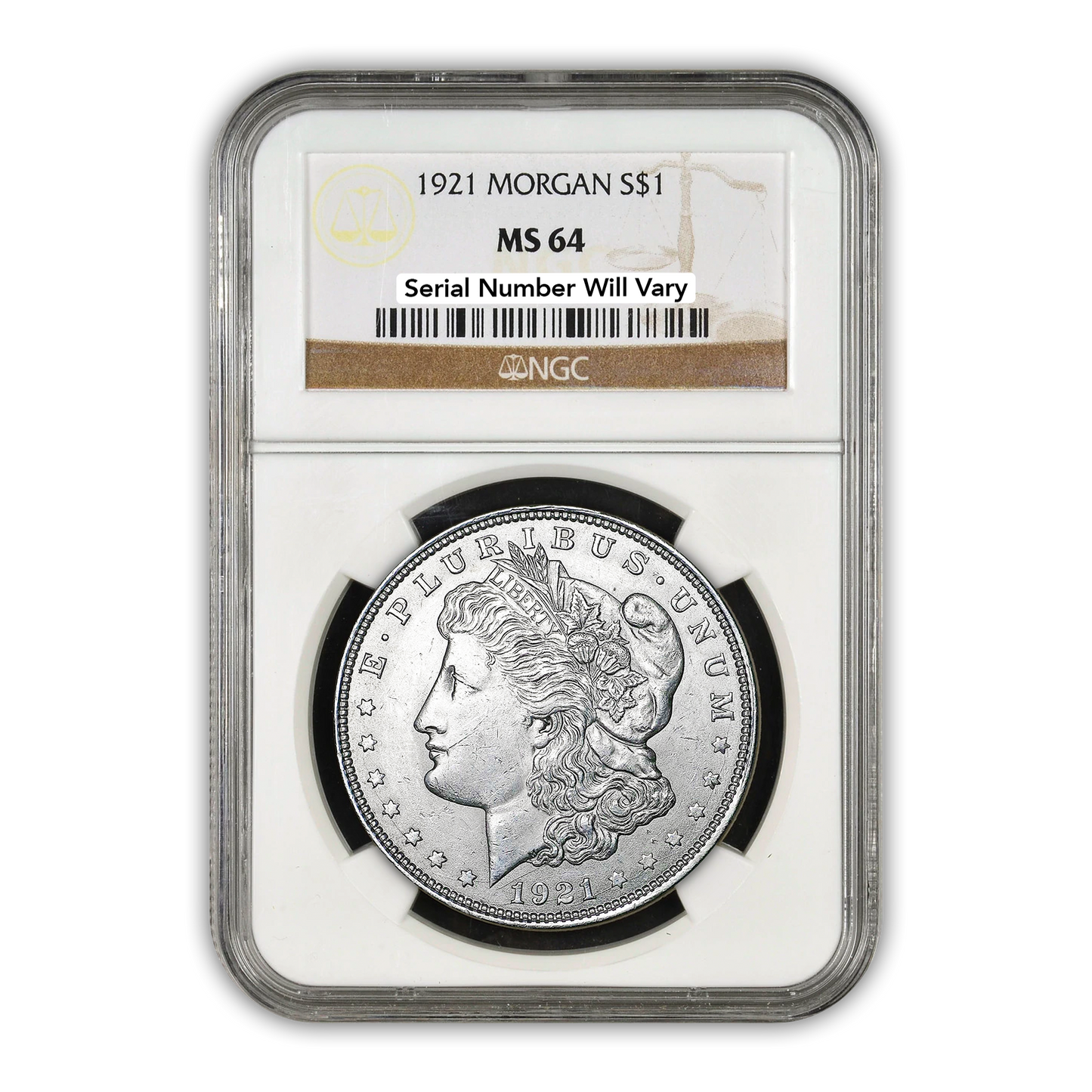 1921 Morgan Silver Dollar Philadelphia - NGC MS64