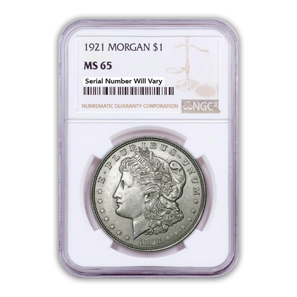 1921 Morgan Silver Dollar Philadelphia - NGC MS65