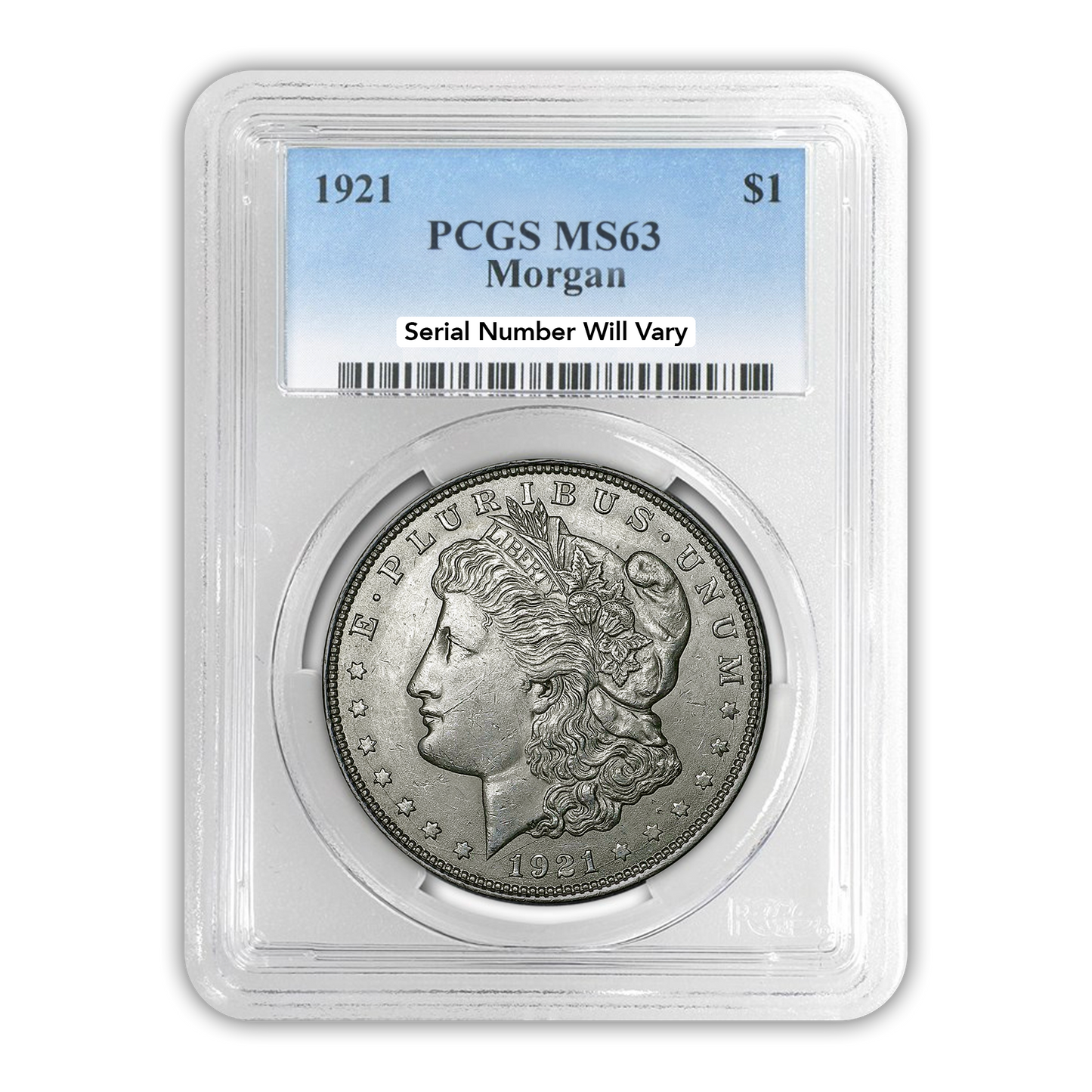 1921 Morgan Silver Dollar Philadelphia - PCGS MS63
