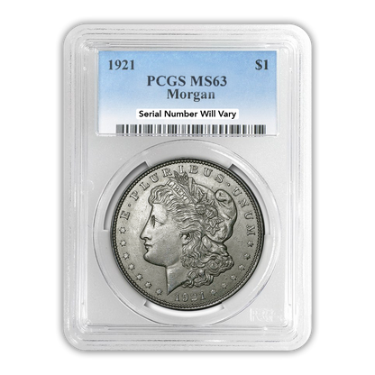 1921 Morgan Silver Dollar Philadelphia - PCGS MS63