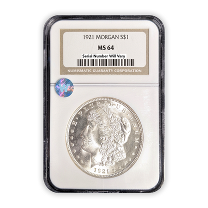 1921 Morgan Silver Dollar Philadelphia - NGC MS64 Sight White