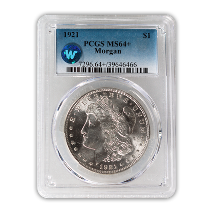 1921 Morgan Silver Dollar Philadelphia - PCGS MS64+ Sight White