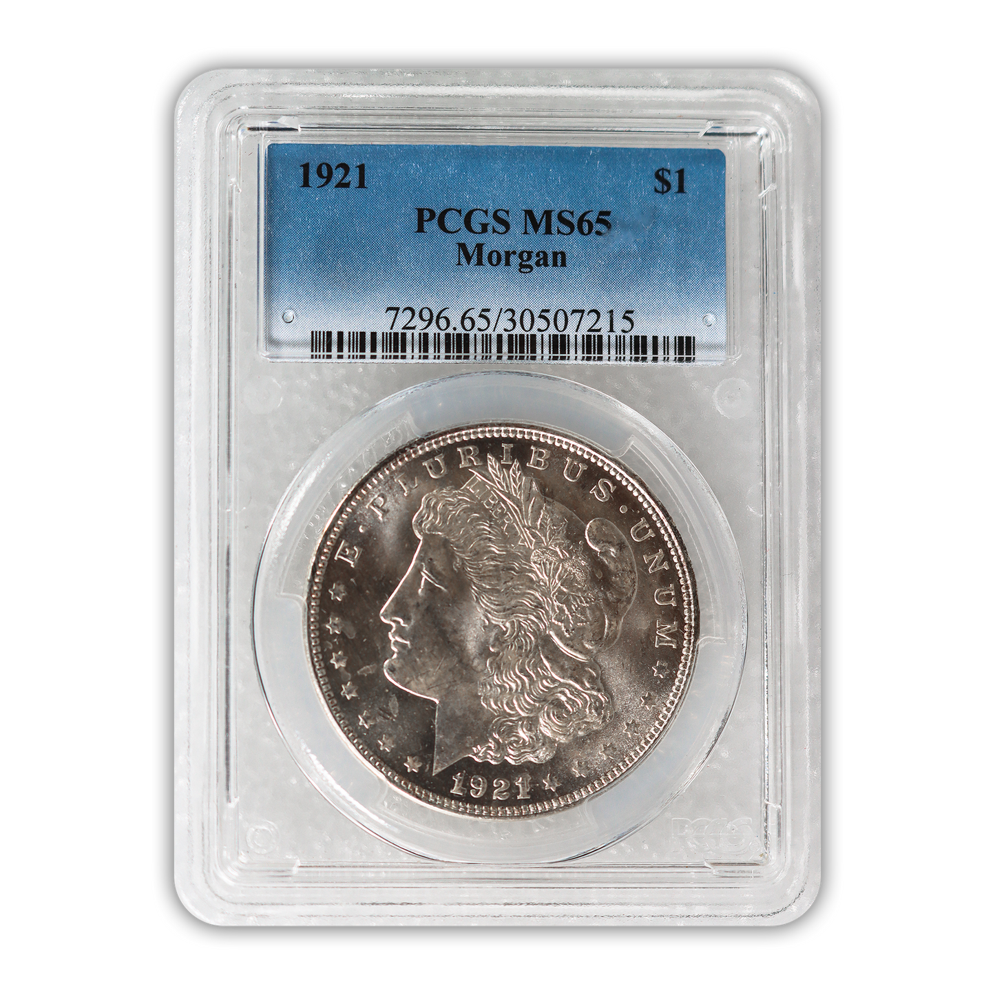 1921 Morgan Silver Dollar Philadelphia - PCGS MS65