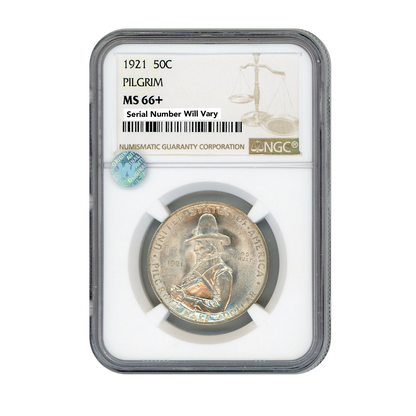 1921 Pilgrim Half Dollar Commemorative NGC MS66+ Sight White