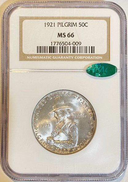 1921 Pilgrim Silver Half Dollar - NGC MS66 CAC