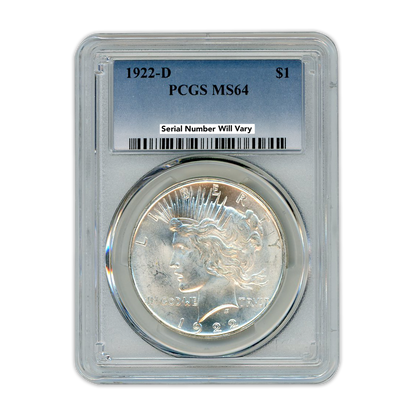1922 Peace Silver Dollar Denver PCGS MS64