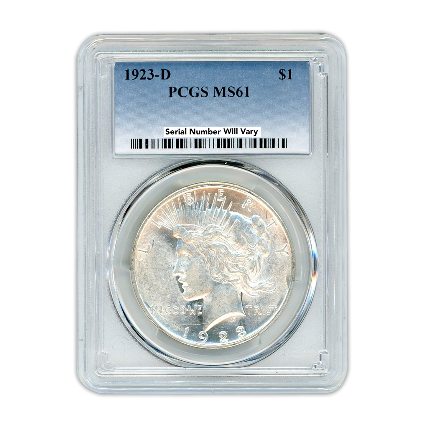 1923 Morgan Silver Peace Dollar Denver - PCGS MS61