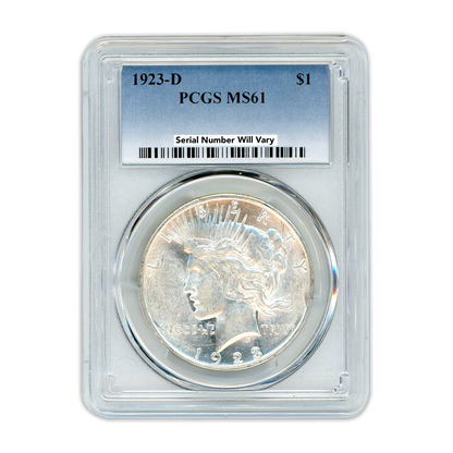 1923 Morgan Silver Peace Dollar Denver - PCGS MS61