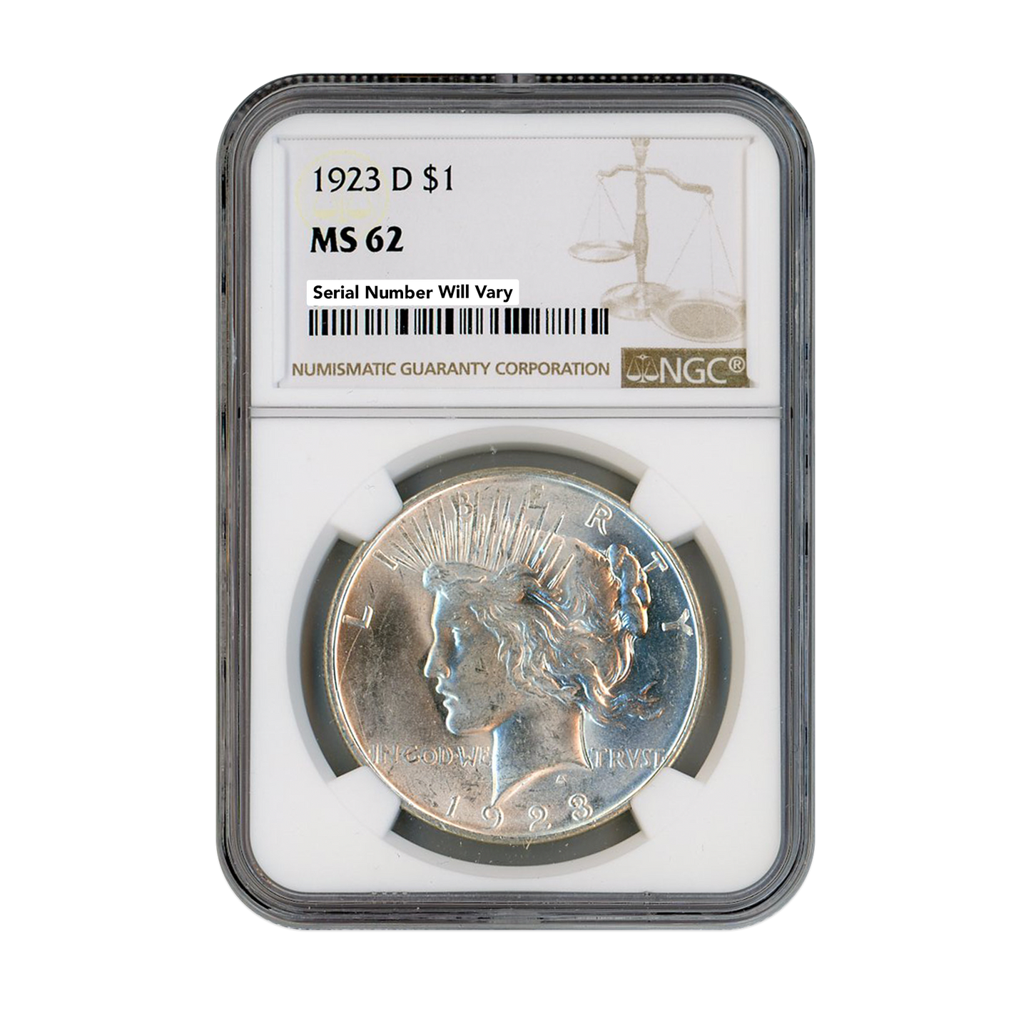 1923 D Peace Silver Dollar Denver NGC MS62