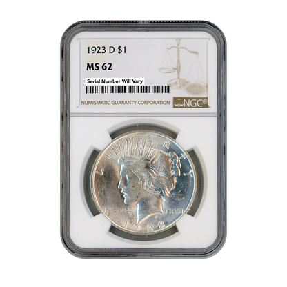 1923 D Peace Silver Dollar Denver NGC MS62