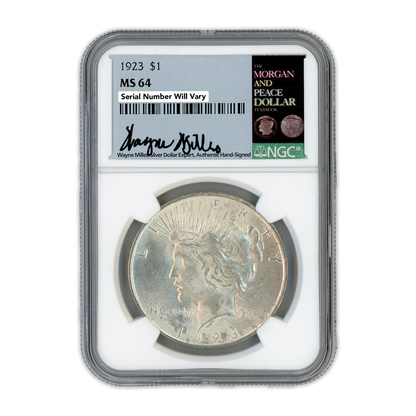 1923 Peace Silver Dollar Philadelphia - NGC MS64 Wayne Miller Signature Label