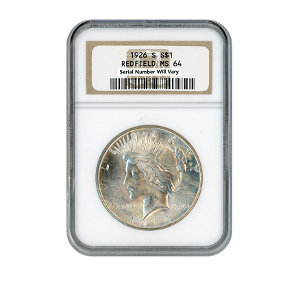 1926 S Peace Silver Dollar Redfield San Francisco - NGC MS64
