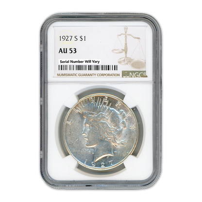 1927 Peace Silver Dollar San Fransico - NGC AU53