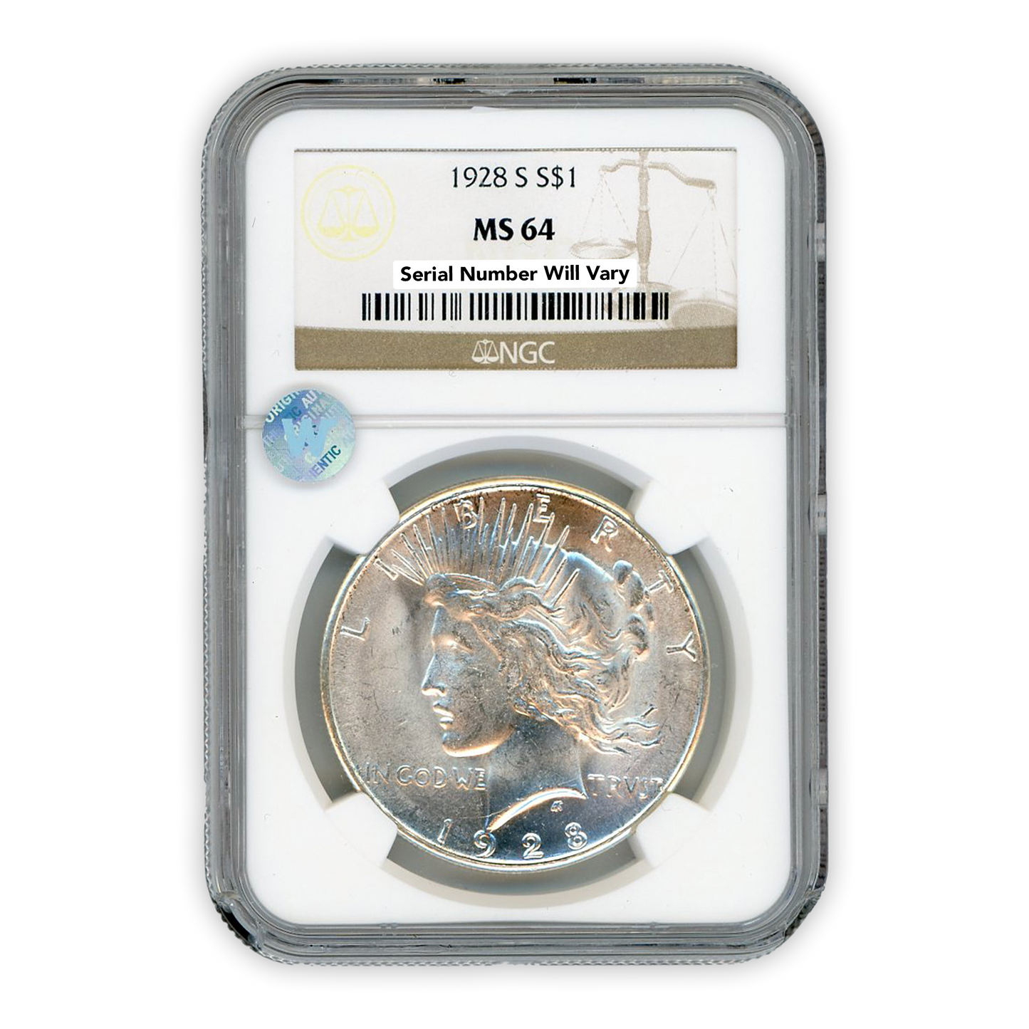 1928-S Silver Peace Dollar San Francisco NGC MS64 Sight White