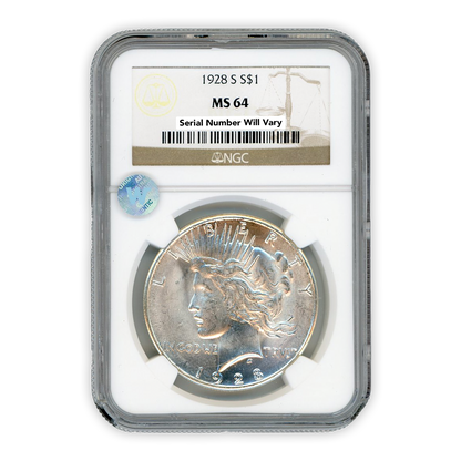 1928-S Silver Peace Dollar San Francisco NGC MS64 Sight White