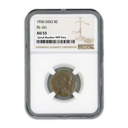 1936 DDO Buffalo Nickel FS-101 - NGC AU53