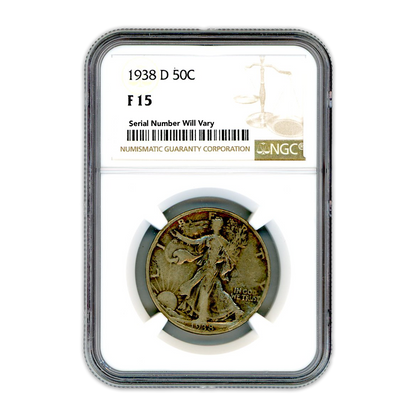 1938 D Half Dollar Denver - NGC F15