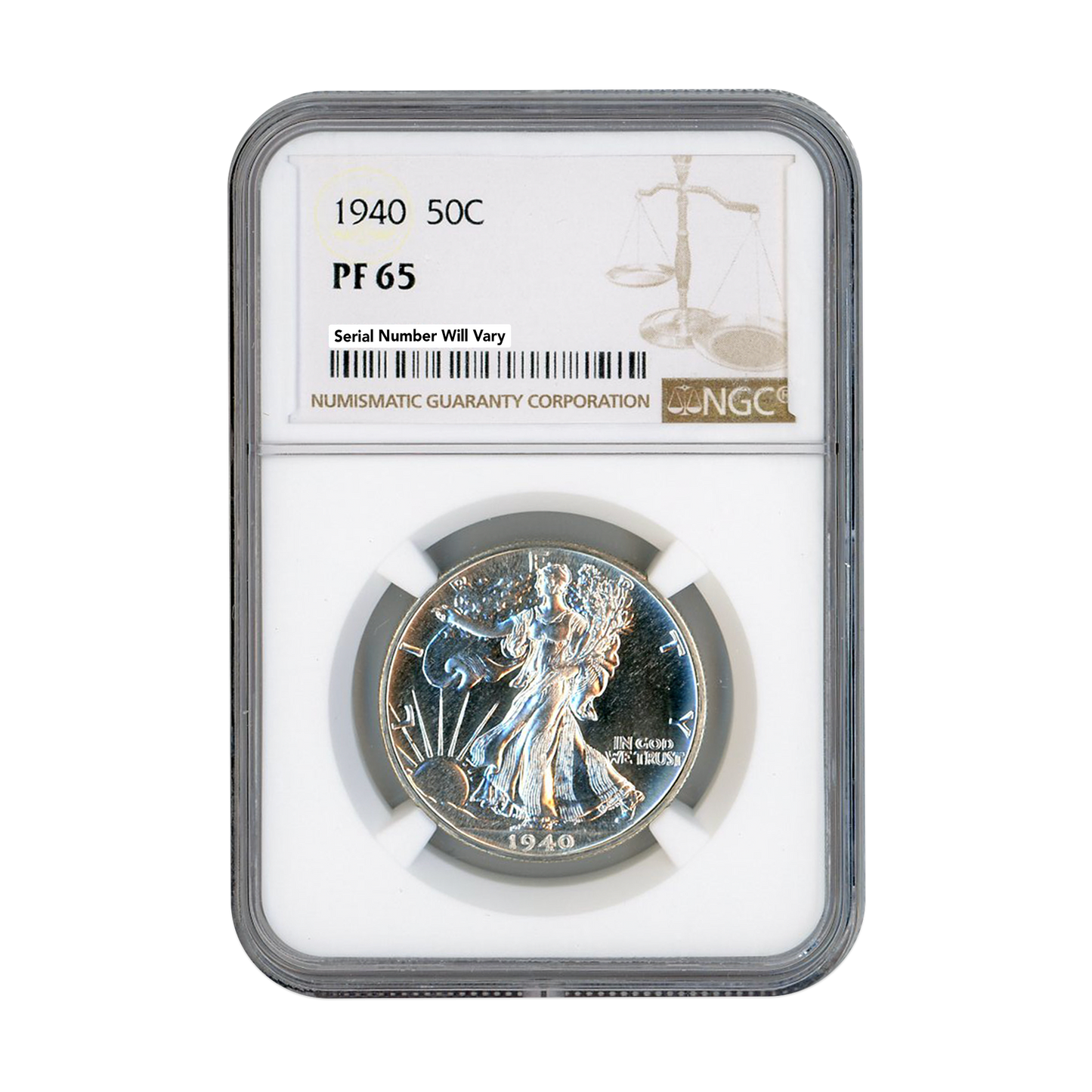 1940 Walking Liberty Silver Half Dollar Philadelphia - NGC PF65