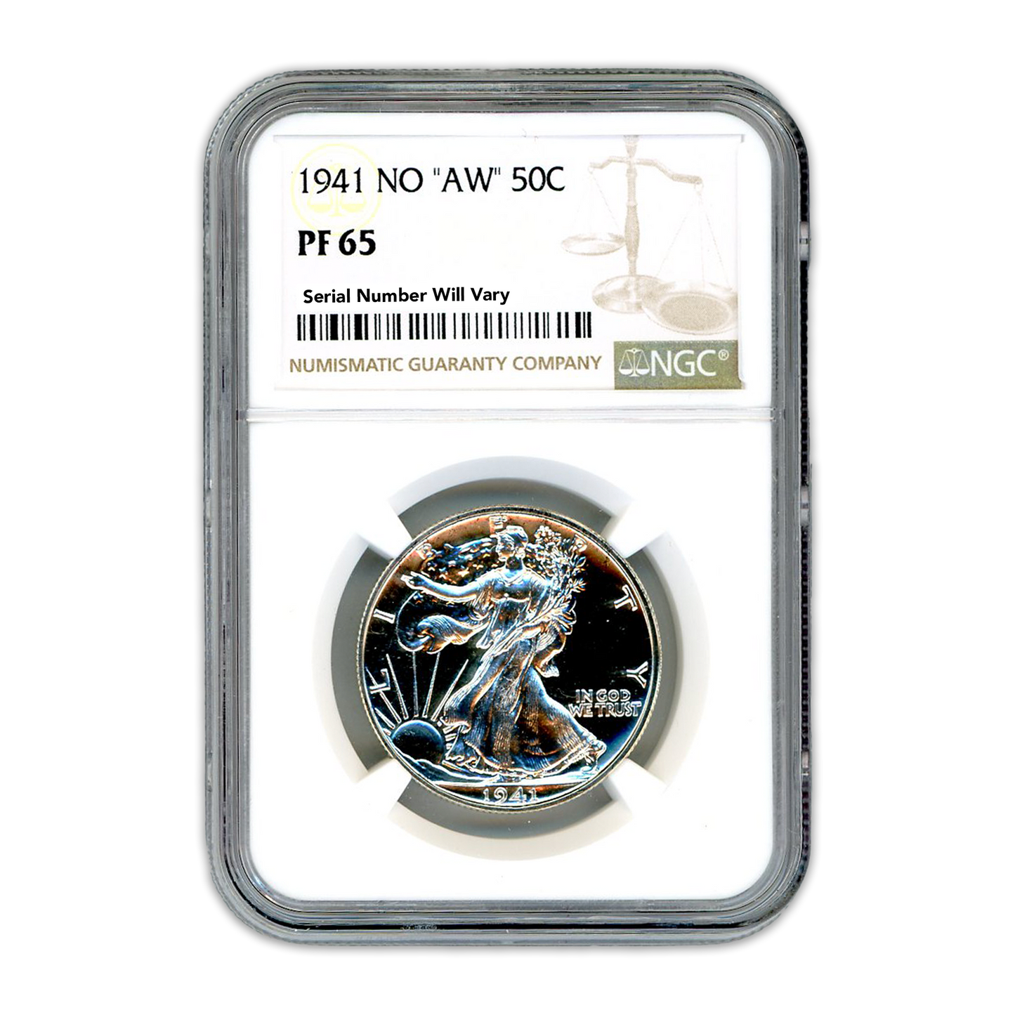 1941 Walking Liberty Silver Half Dollar - NO AW NGC PF65 PR 65