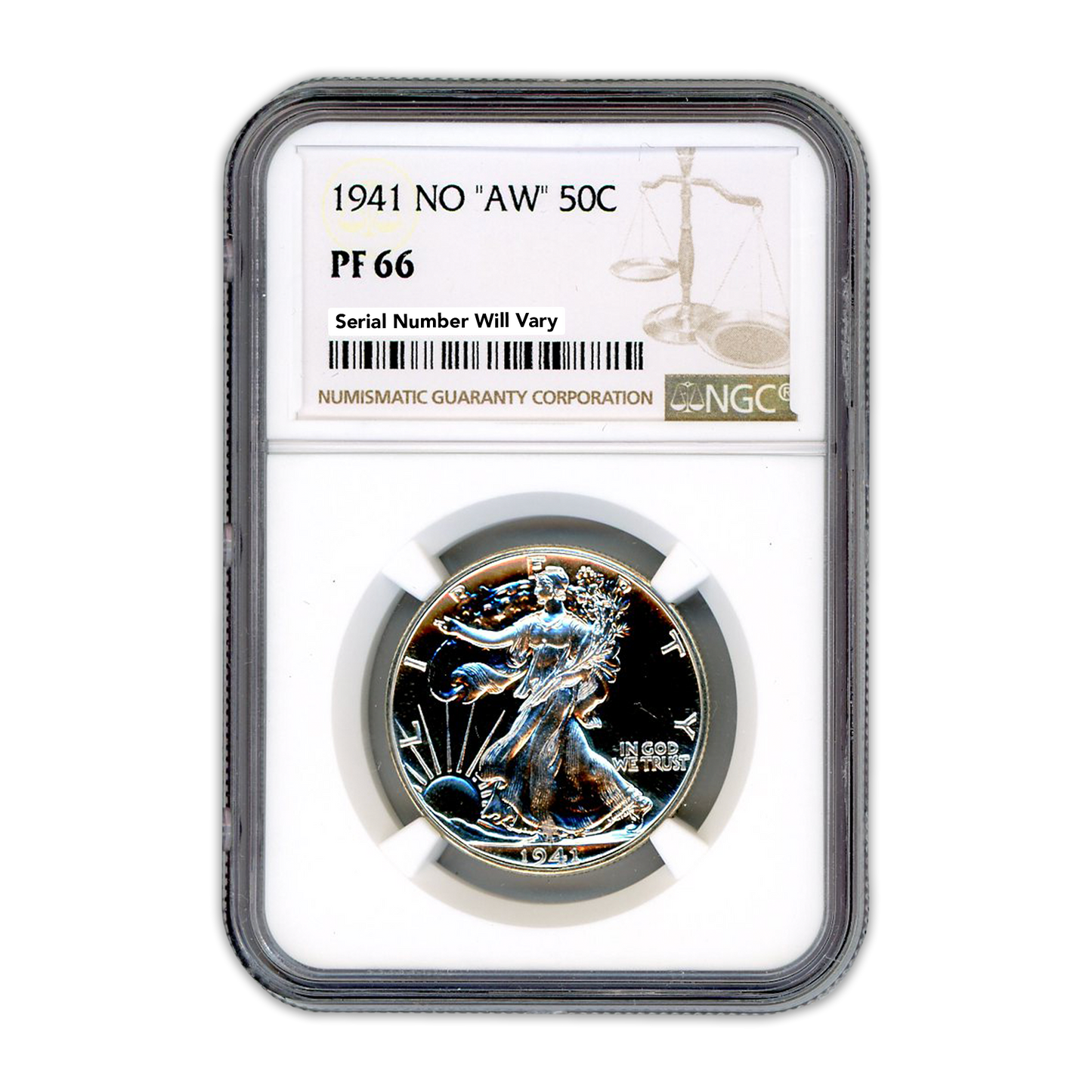 1941 Walking Liberty Silver Half Dollar - NO AW NGC PF66