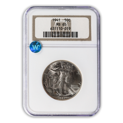 1941 Walking Liberty Silver Half Dollar Philadelphia - NGC MS65 Sight White