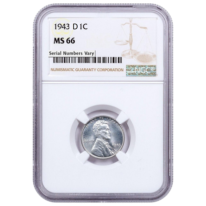 1943 Lincoln Steel Cent P/D/S 3 pc Set- NGC MS66
