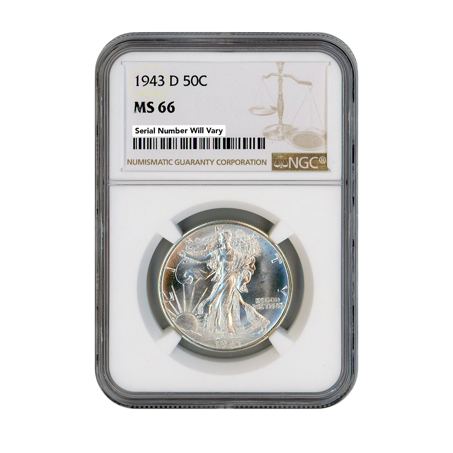 1943 D Walking Liberty Half Dollar NGC MS66