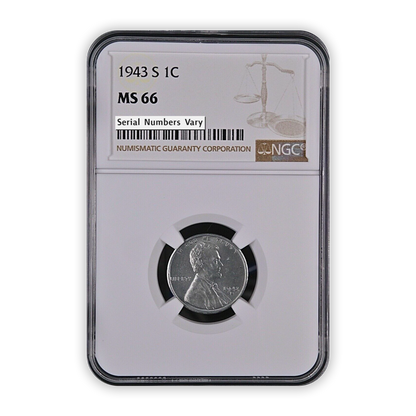 1943 S Lincoln Steel Cent San Francisco - NGC MS66
