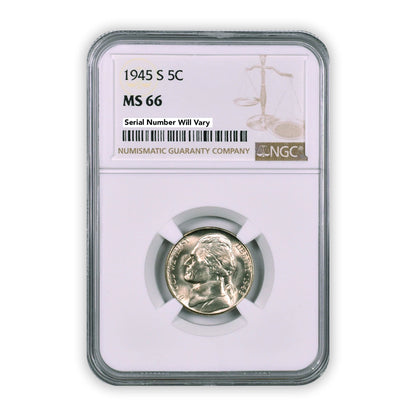 1945 S Jefferson War Nickel - NGC MS66