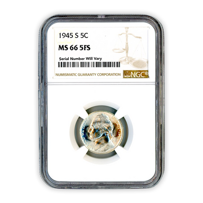 1945 S Jefferson War Nickel NGC MS66 5F5