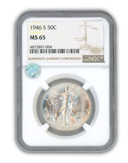 1946 Walking Liberty Silver Half Dollar San Francisco - NGC MS65 Sight White