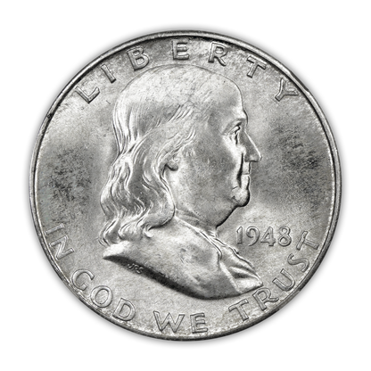 1948 Franklin 90% Silver Half Dollar Denver - Uncirculated