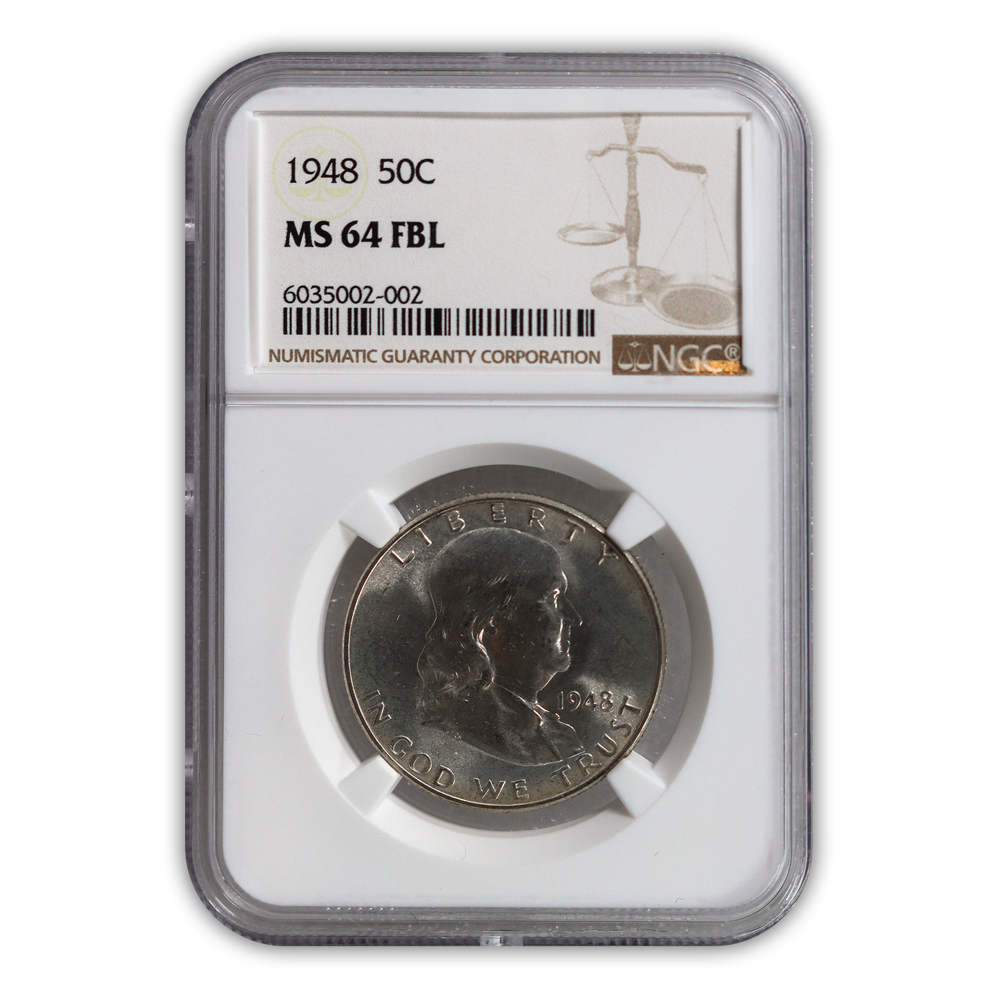 1948 Franklin Silver Half Dollar Philadelphia - NGC MS64 FBL
