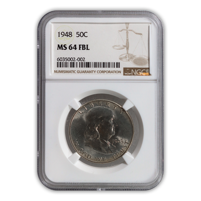 1948 Franklin Silver Half Dollar Philadelphia - NGC MS64 FBL