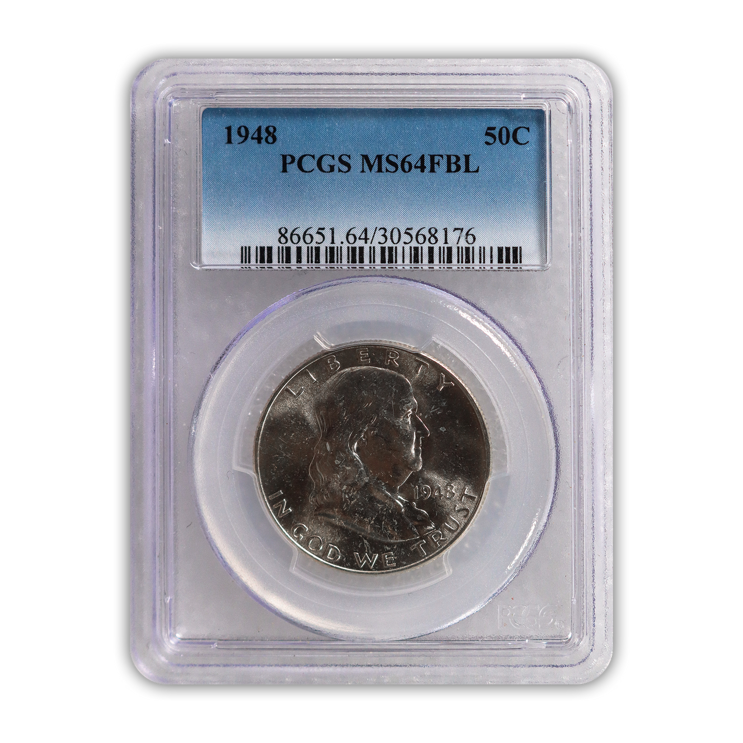 1948 Franklin Silver Half Dollar Philadelphia - PCGS MS64 FBL