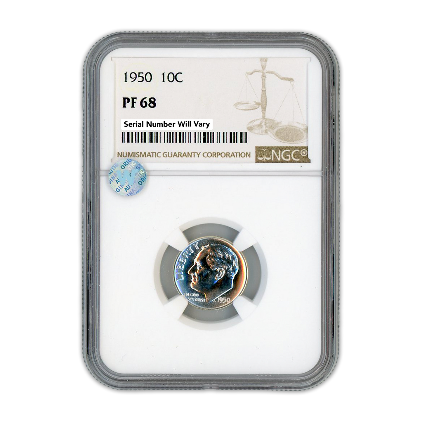 1950 Roosevelt Dime - NGC PF68 Sight White