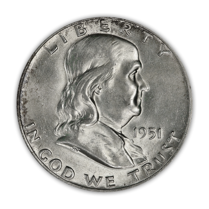 1951 Franklin 90% Silver Half Dollar Denver - Uncirculated