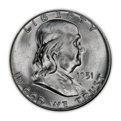 1951 Franklin 90% Silver Half Dollar Philadelphia - Uncirculated