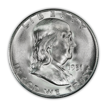 1951 Franklin 90% Silver Half Dollar San Francisco - Uncirculated