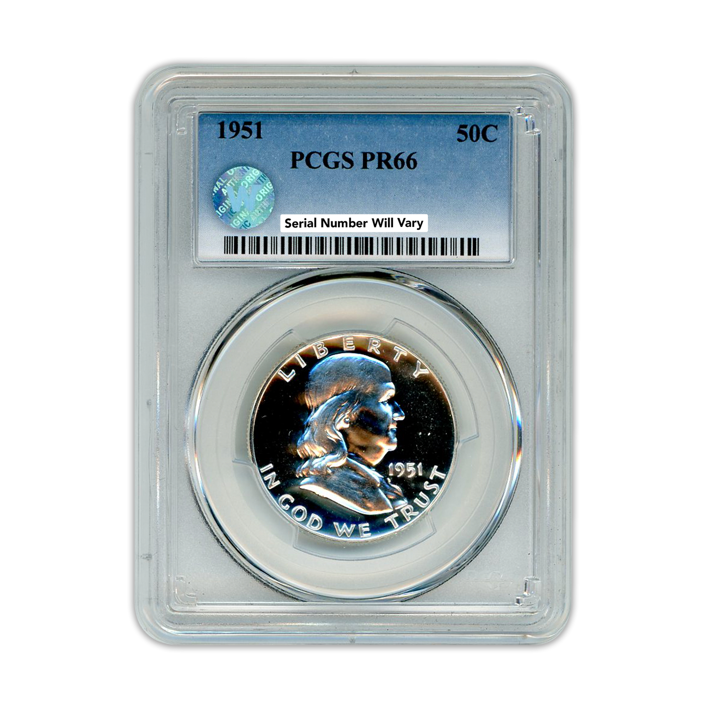 1951 Franklin Silver Half Dollar - PCGS PF66 Sight White