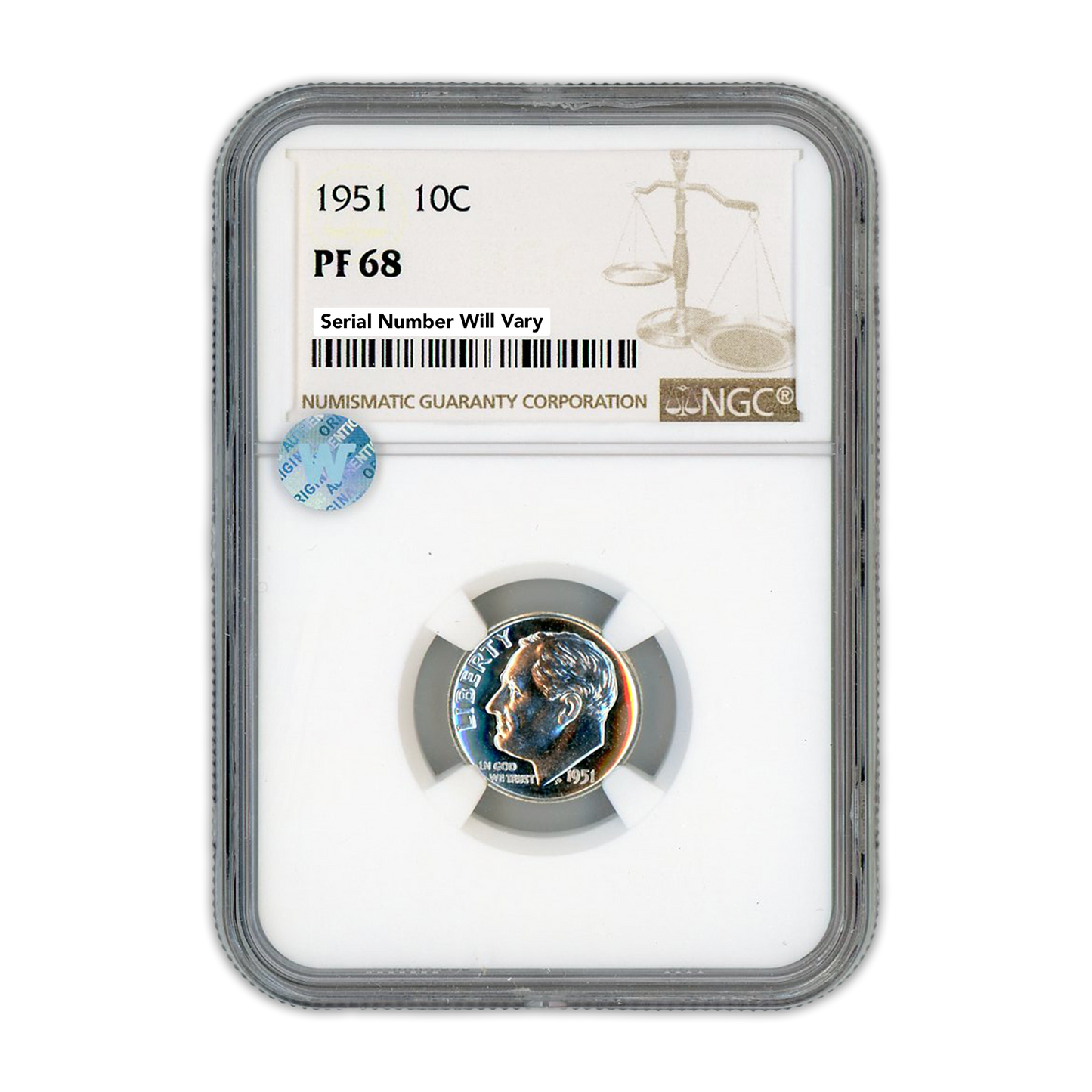 1951 Roosevelt Dime - NGC PF68 Sight White