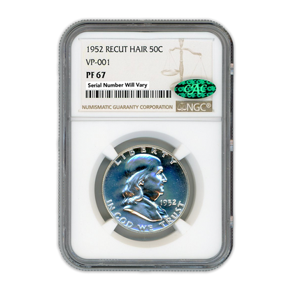1952 Franklin Silver Half Dollar - Recut Hair VP-001 50C  NGC PF67