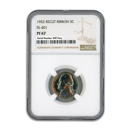 1952 Jefferson Nickel - Recut Ribbon - NGC PF67 FS-401
